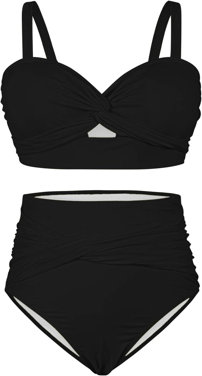 Women'S plus Size High Waist Ruched Swimsuit Swimwear Bathing Suit