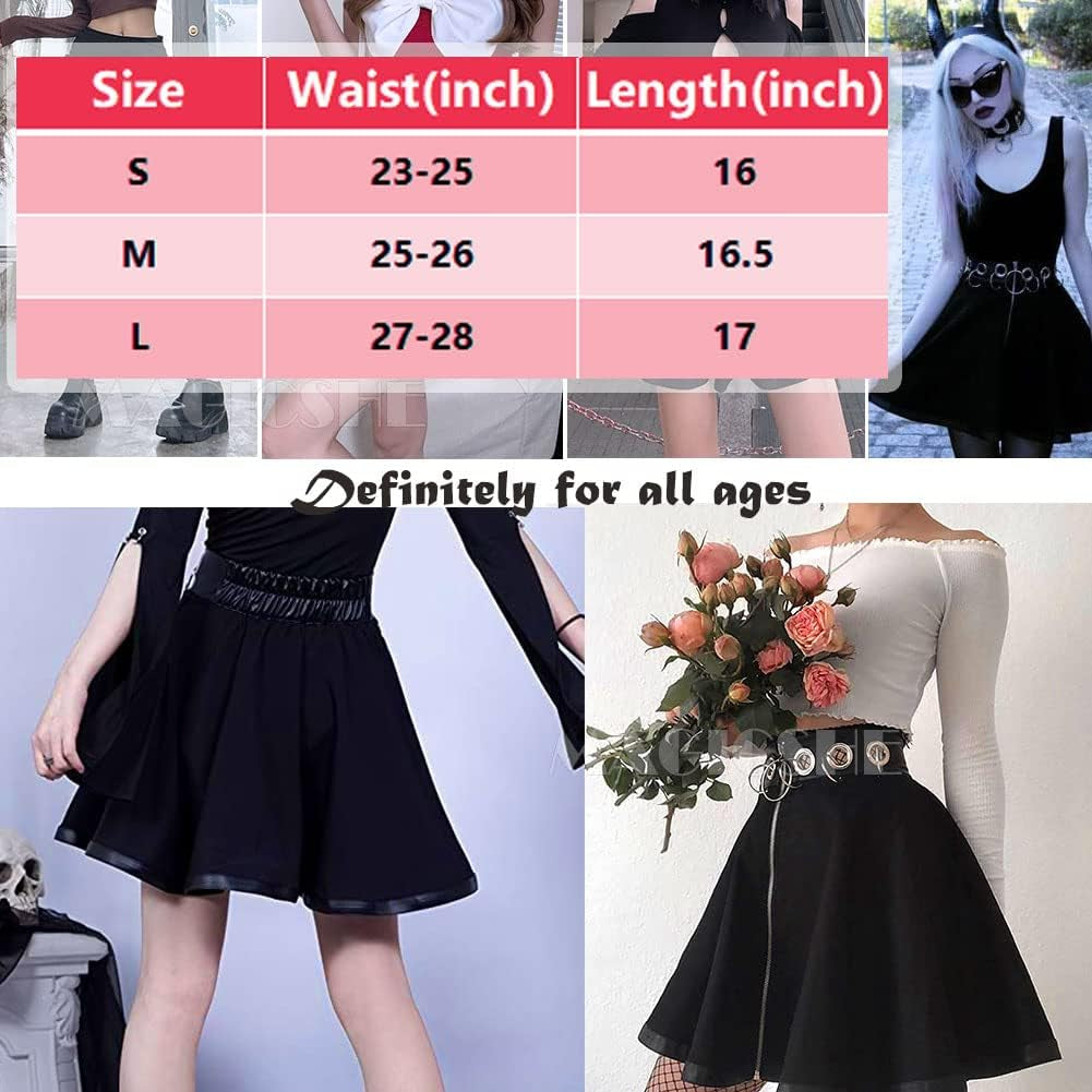 Halloween Skirt Black Pleated Skirts for Women School Girl Skirt Black Leather Skirts Costume Ruffle Skirt Goth Cheer Skirt