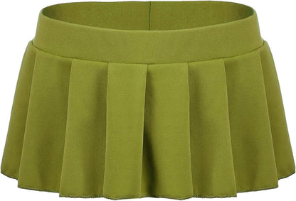 Women Mini Skirt Lingerie Cosplay Outfit Solid Ruffle Lingerie Skirts Light Green Xxx-Large