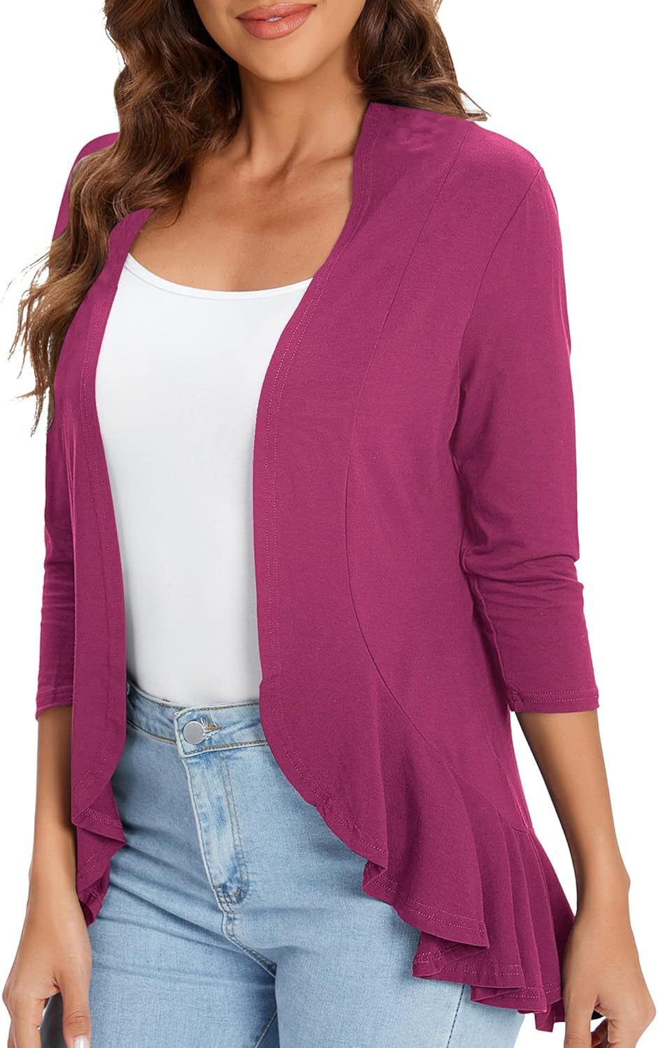 Women'S 3/4 Sleeve Casual Cardigans for Women Trendy Open Front Lightweight Cover Ups